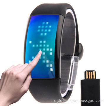 Silicone Wristband LED USB Watch with Five Individual Functions